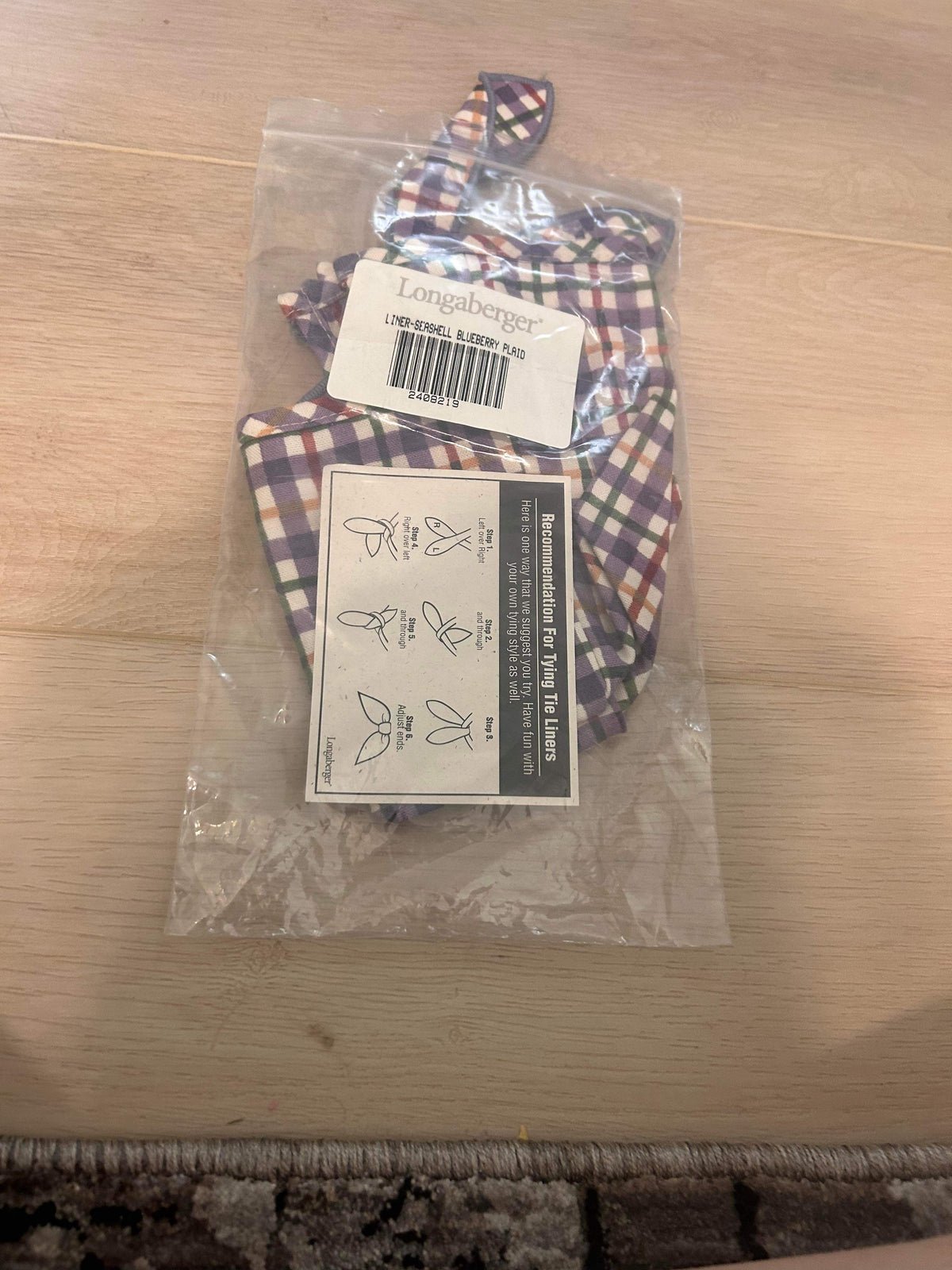 Longaberger Seashell Liner in Blueberry Plaid