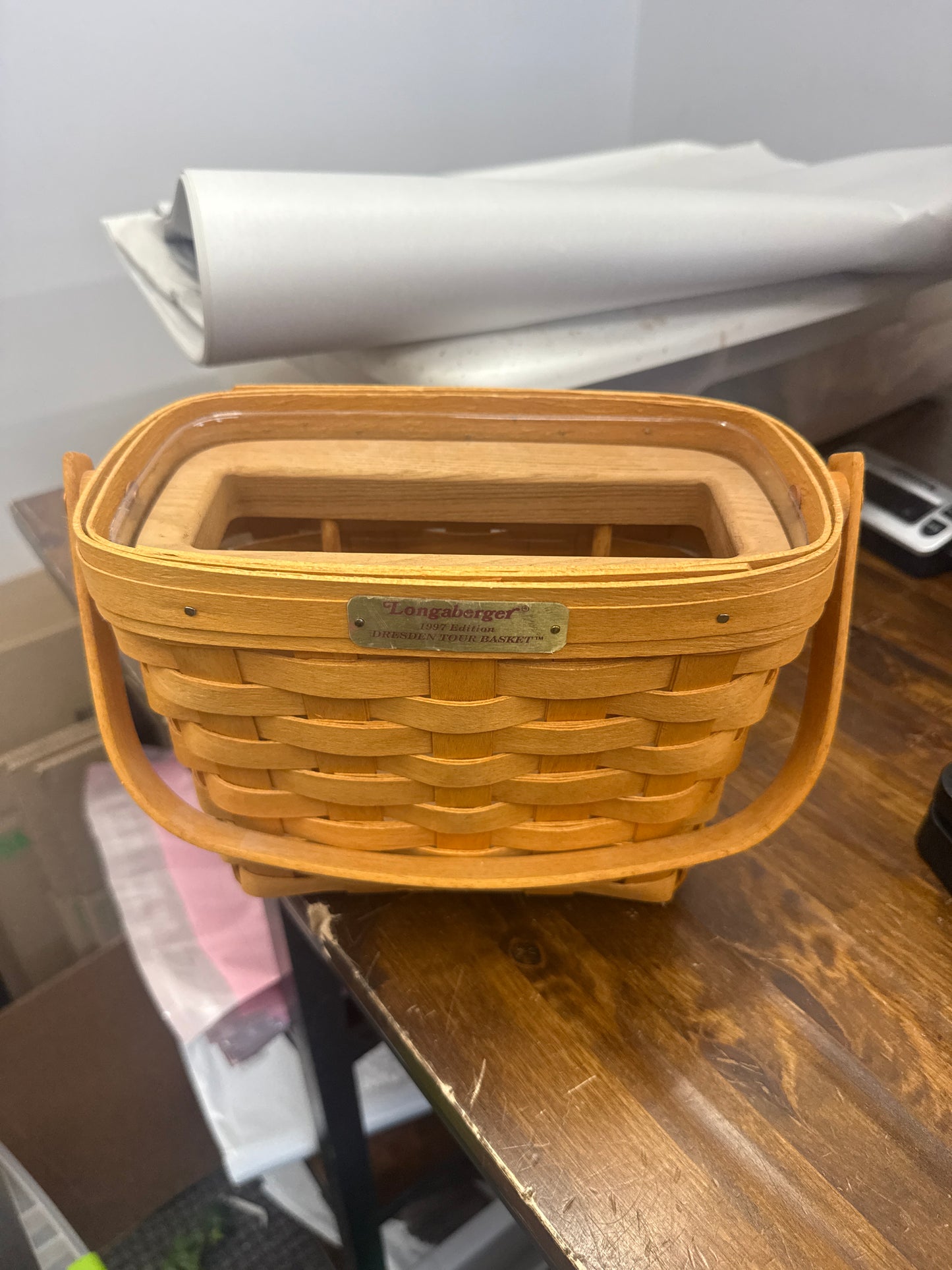 Longaberger 1997 dresden tour l basket with wooden insert
