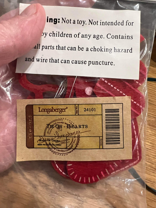 Longaberger Tie On Hearts