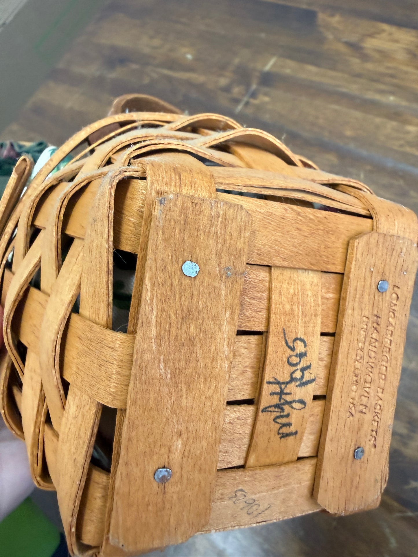 Longaberger thyme basket with liner and protector ( very dusty / dirty)