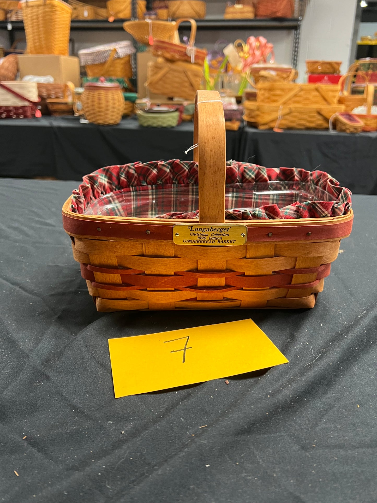 Longaberger Christmas Collection Gingerbread Basket 1990 Edition with liner & Protector