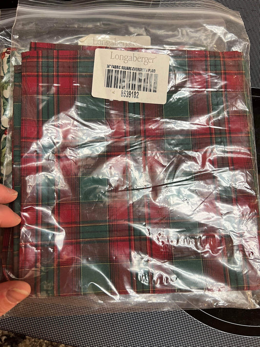Longaberger 36” Fabric Square in Evergreen Plaid