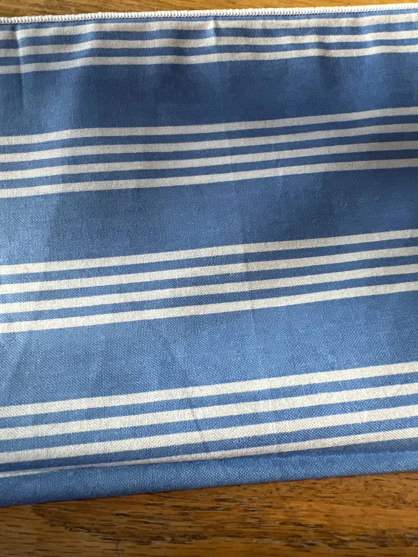 Longaberger fabric sample in sky blue stripe