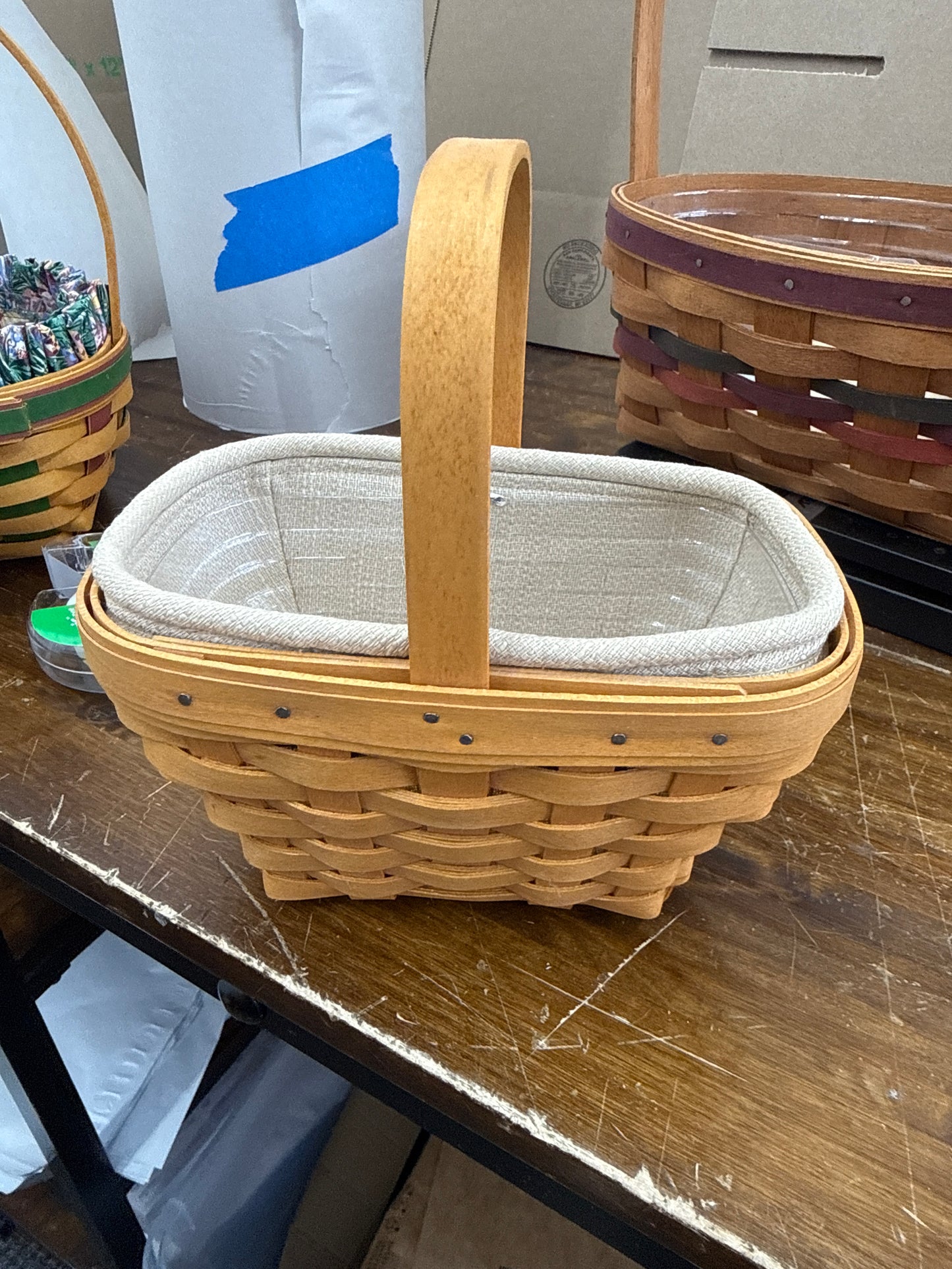 Longaberger small comforts basket with liner and protector