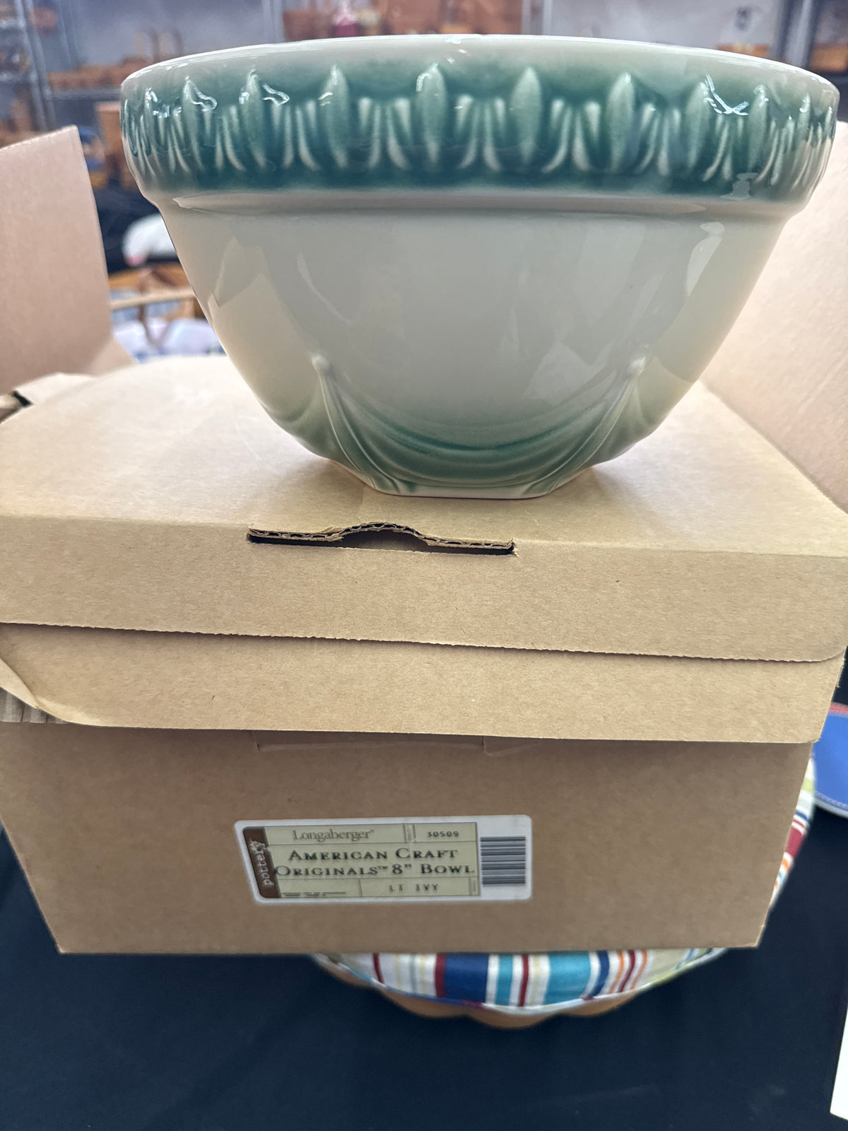 Longaberger American craft 8” bowl in light ivy