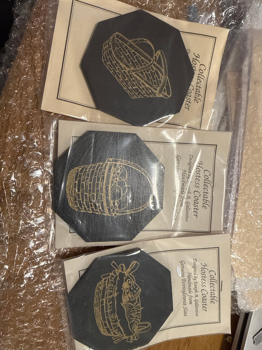 Homestead set of 3 hostess Pennsylvania slate basket coasters