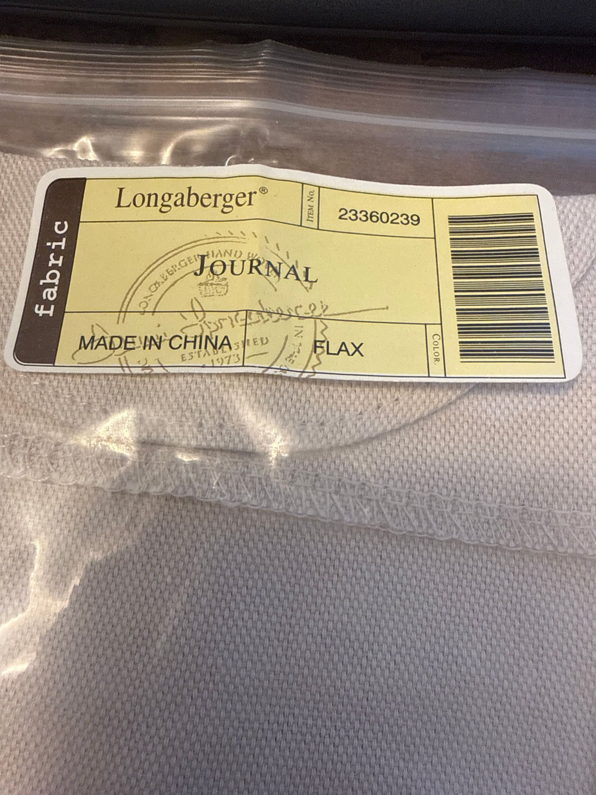 Longaberger journal liner in flax