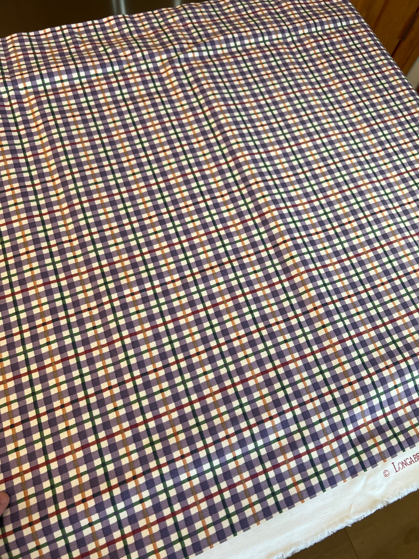 Longaberger blueberry plaid fabric 54 by about 108.