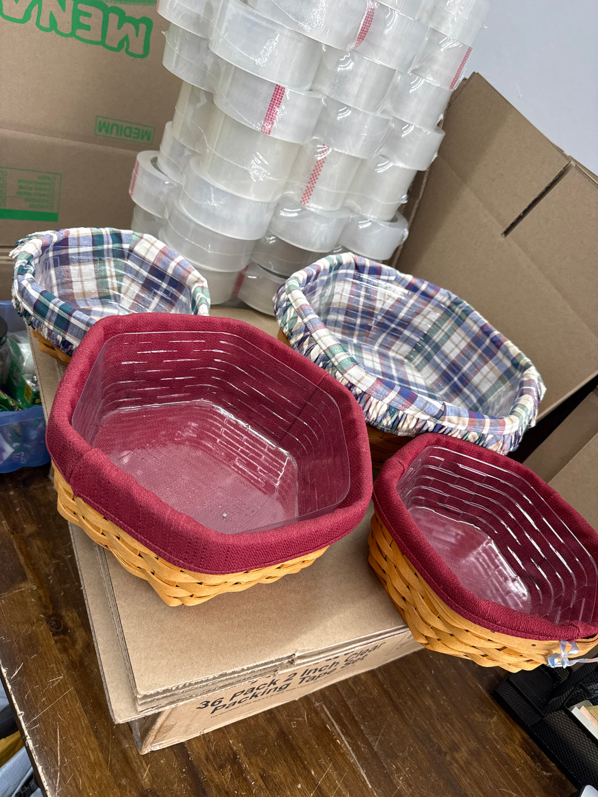 Longaberger set of 4 generations baskets with liner and protector