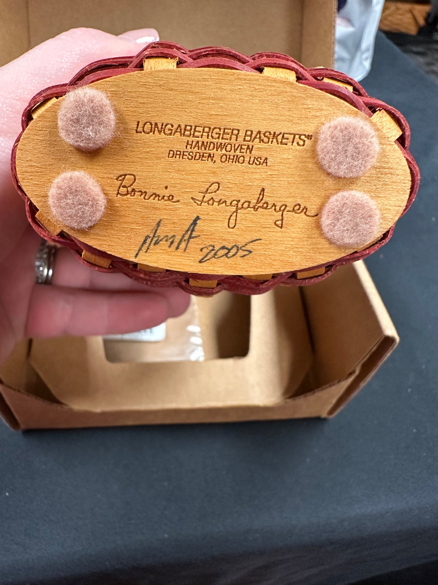 Longaberger Collectors Club May Series Miniature Geranium Basket with Liner, and Protector