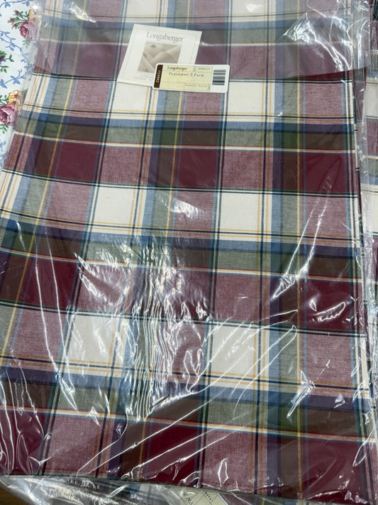 Longaberger set of 2 placemats in paprika plaid