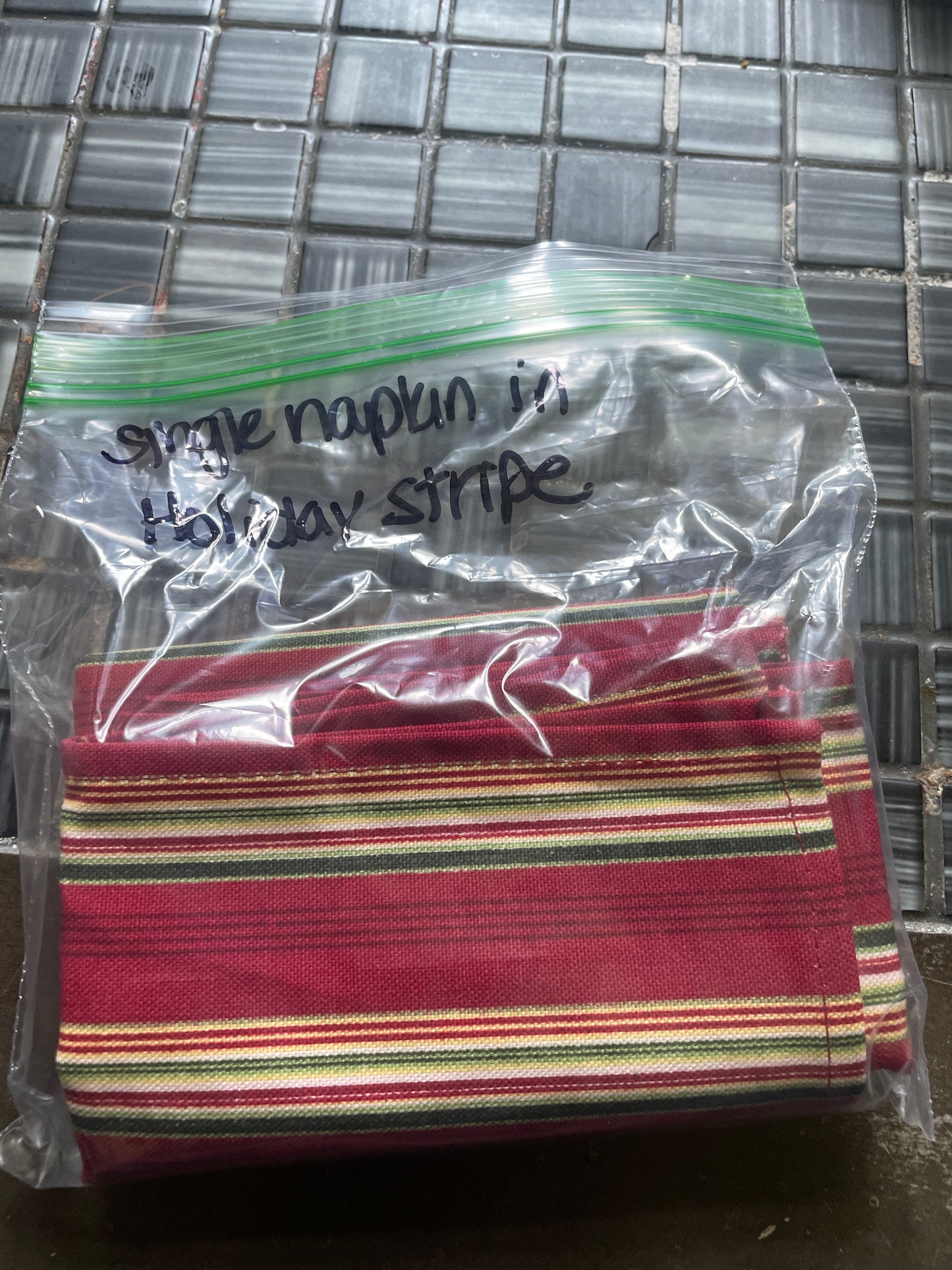 Longaberger Single napkin in holiday stripe