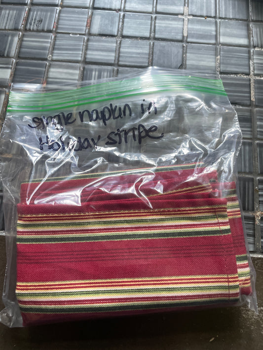 Longaberger Single napkin in holiday stripe