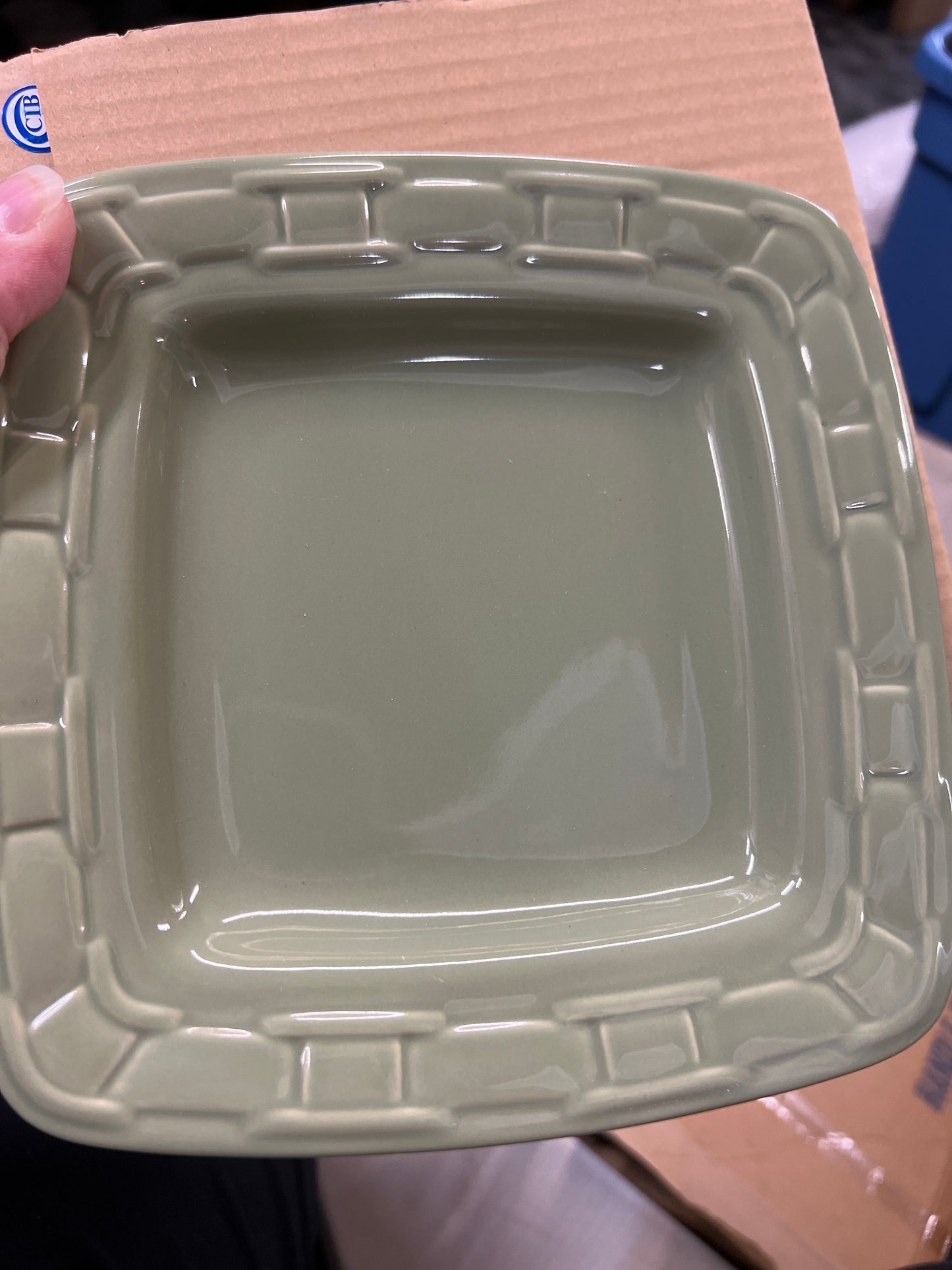 Longaberger soft square bread plate in sage