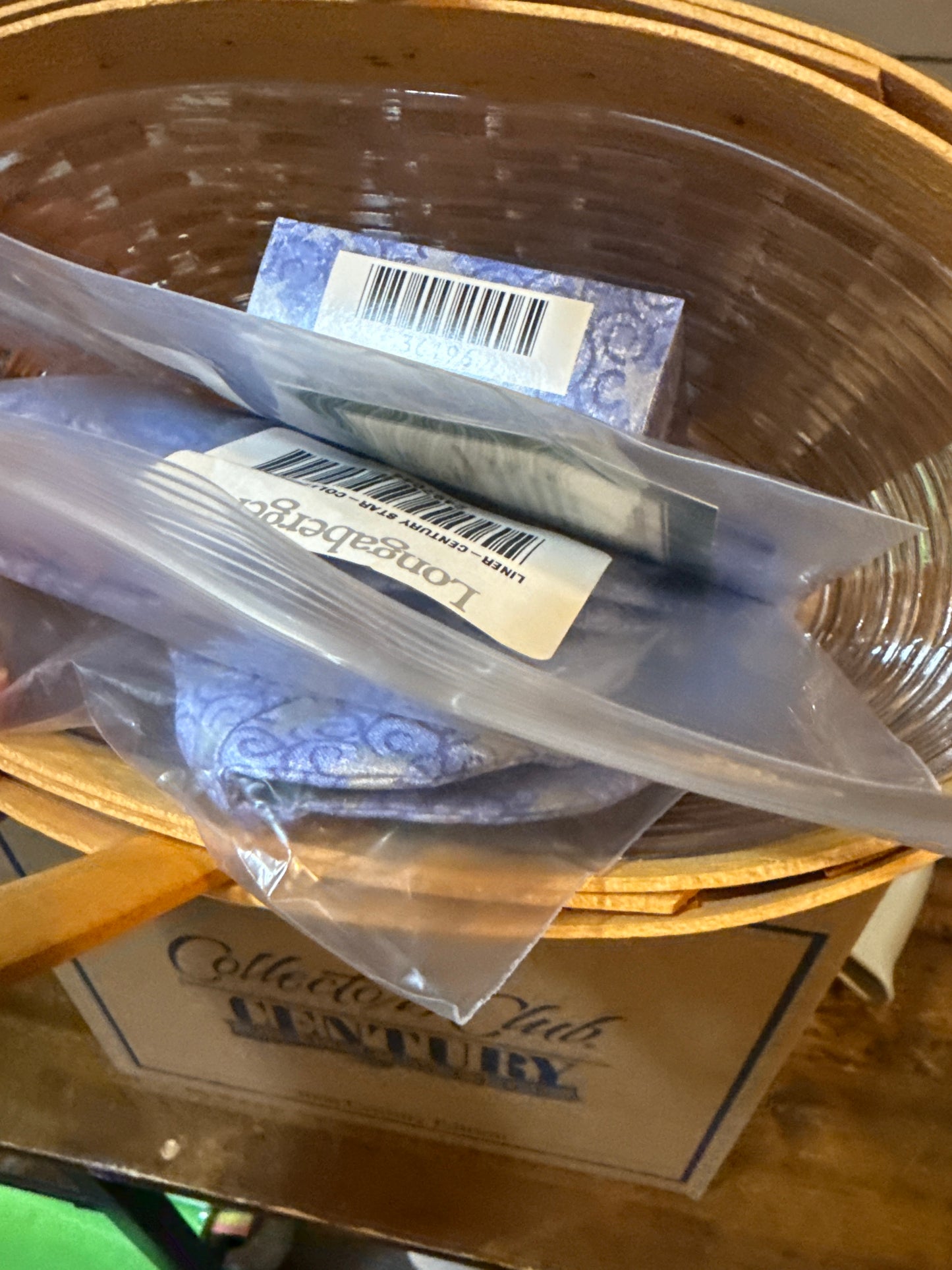 2000 Century basket with liner, protector, tie on, and handle tie