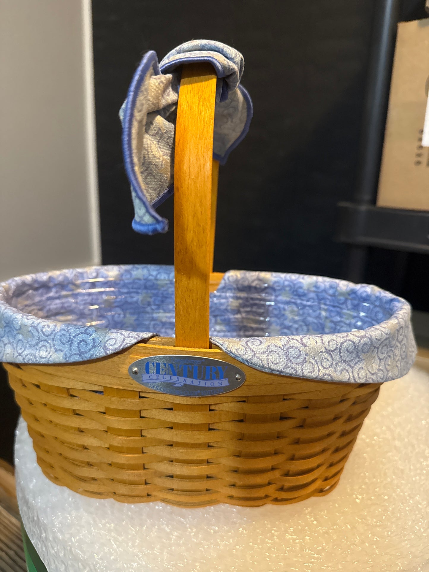 Longaberger Cheers Basket 2000 Century Celebration with Liner, Protector and handle tie