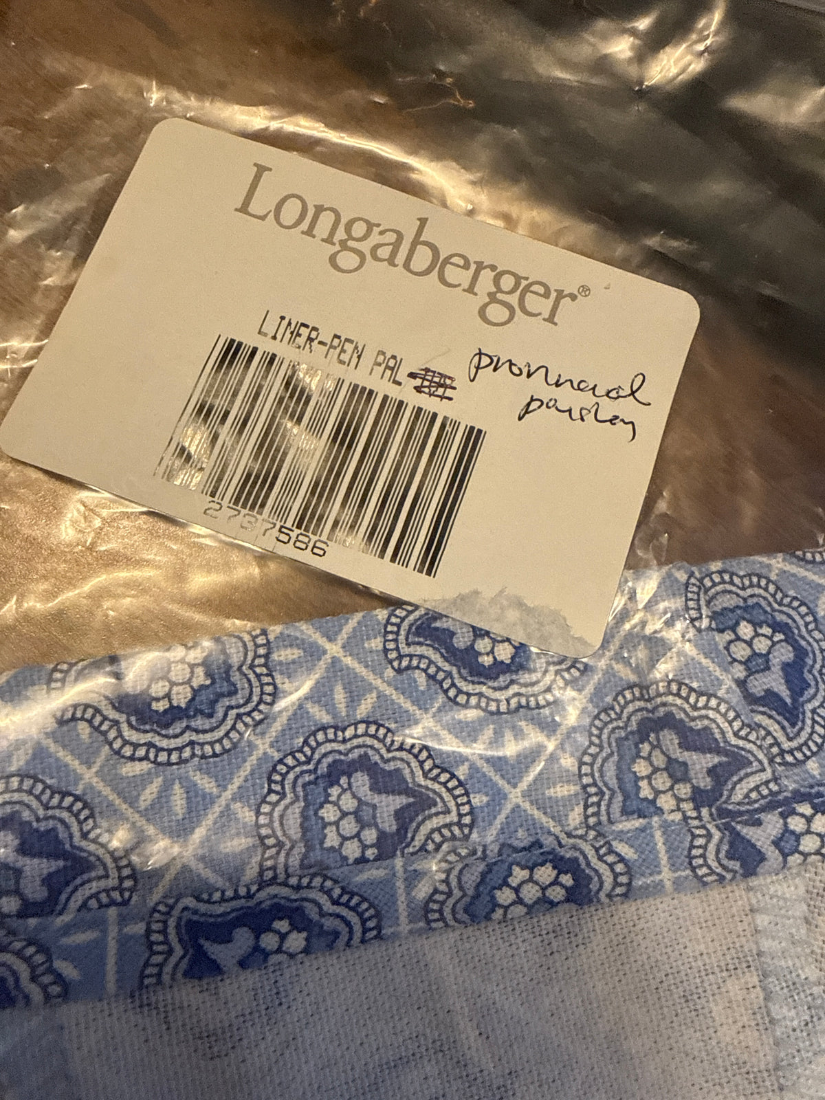 Longaberger pen pal liner in provincial paisley