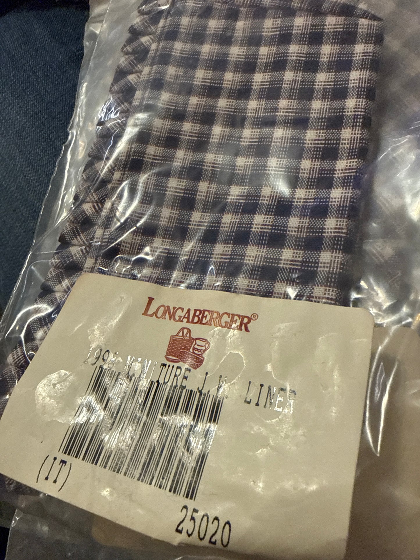 Longaberger 1996 miniature liner in JW plaid