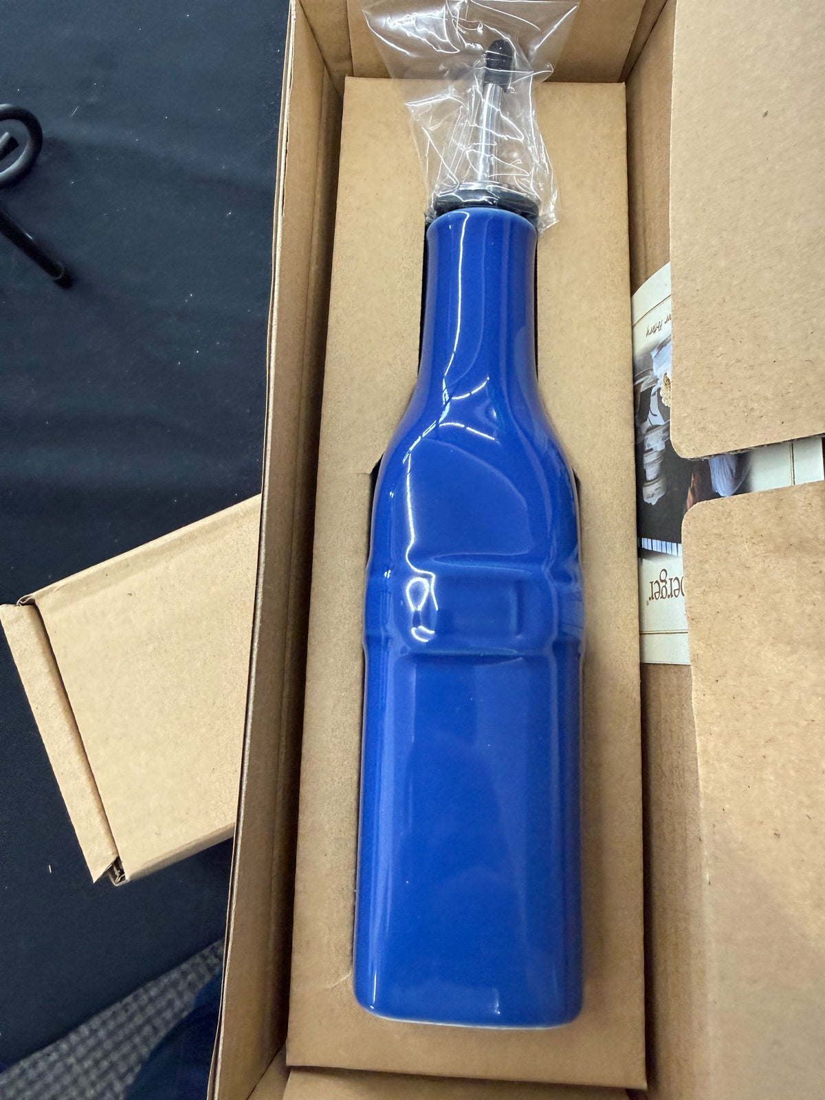 Longaberger woven traditions oil bottle in cornflower