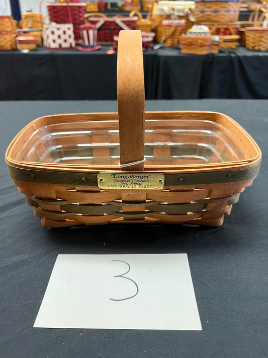 Longaberger Christmas Collection Gingerbread Basket 1990 Edition with Protector