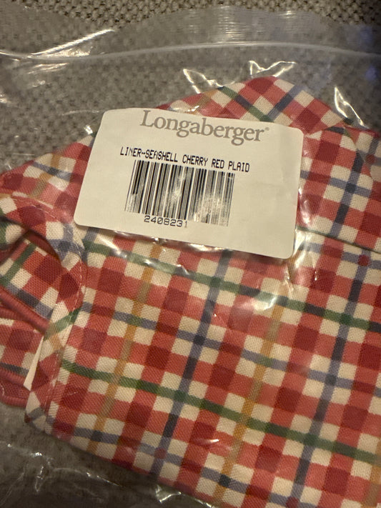 Longaberger seashell liner in cherry red plaid