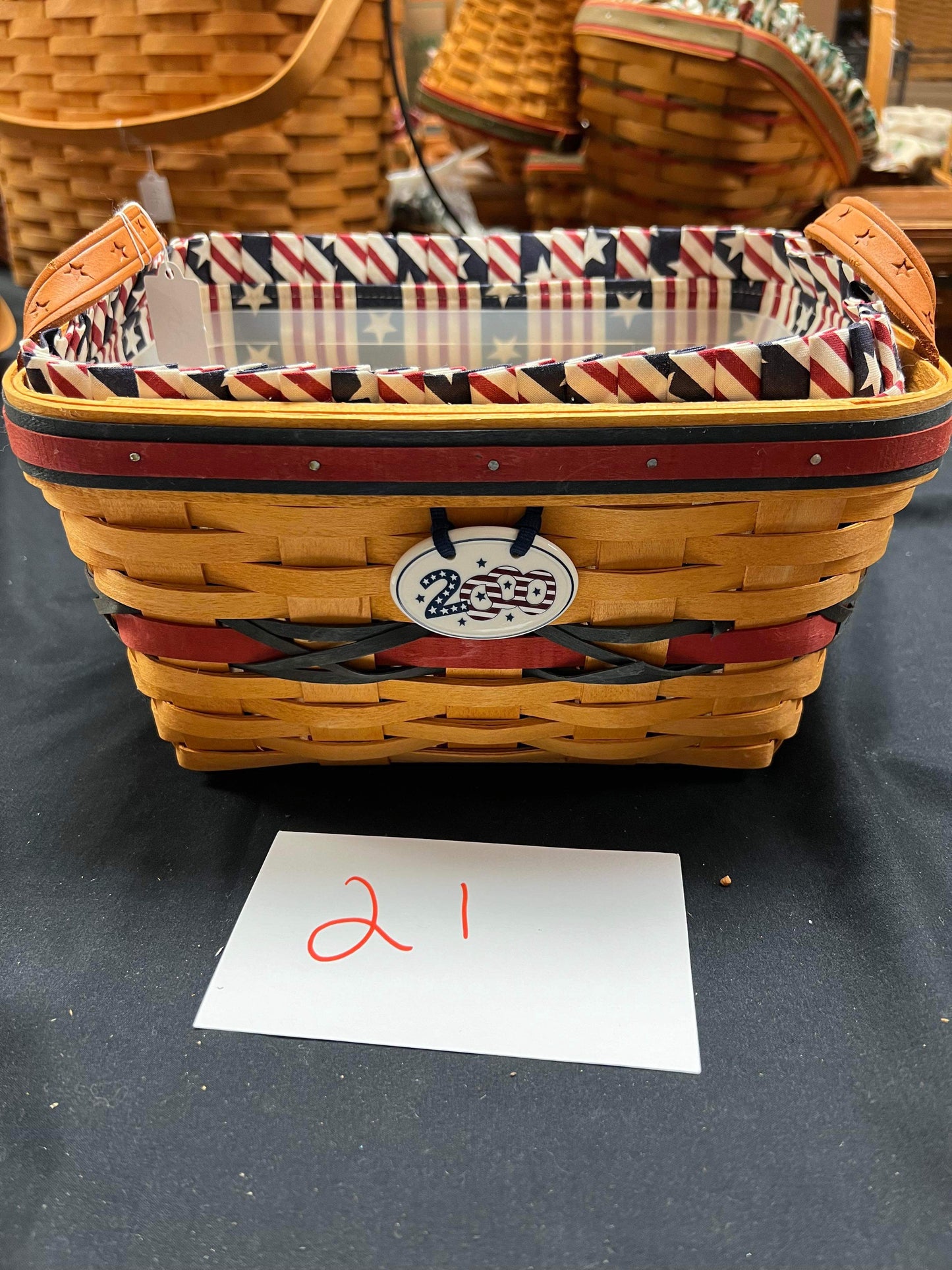 Longaberger Sparkler Basket with Liner, Protector and Tie On