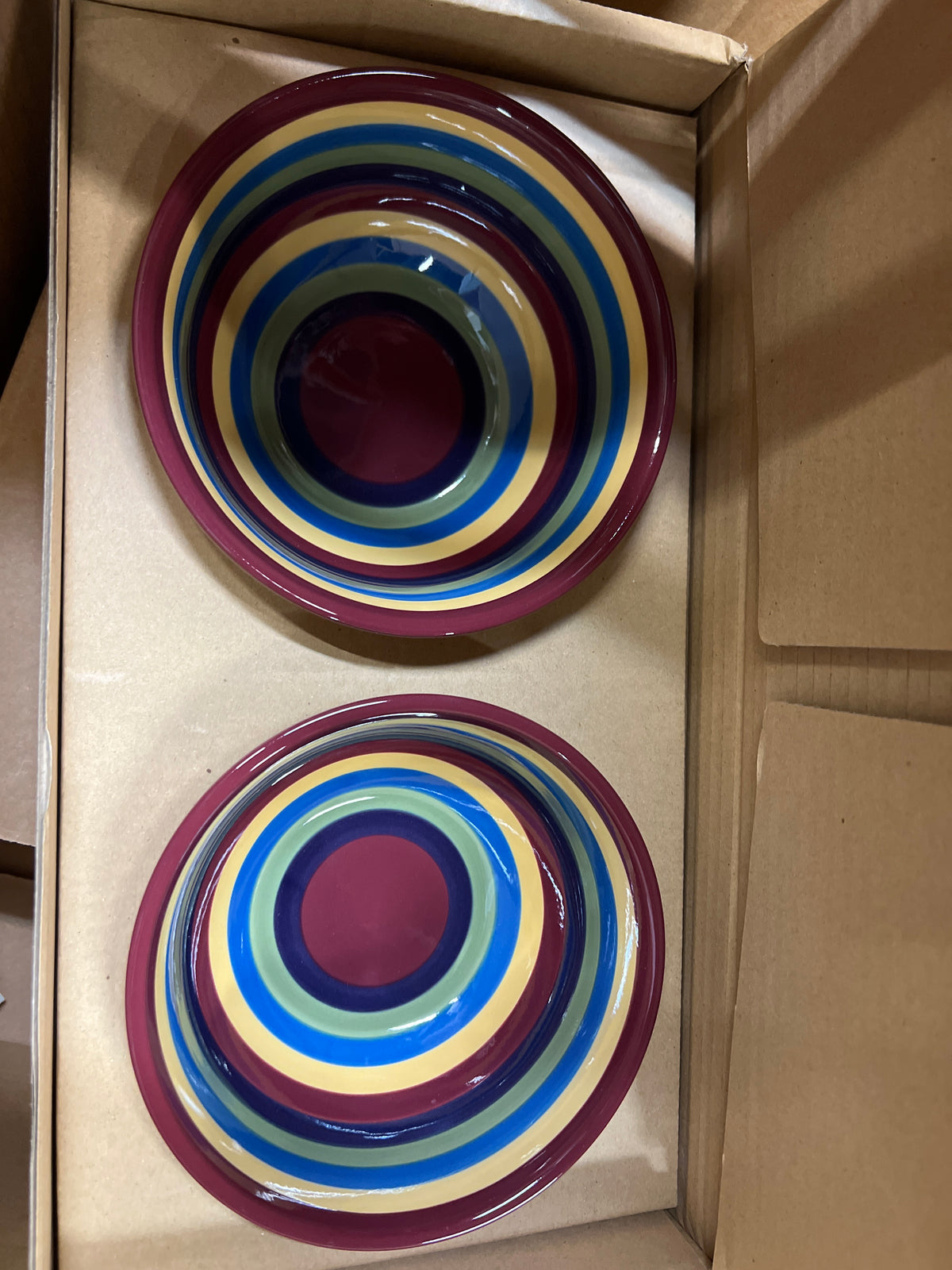 Longaberger set of two bright multicolor cereal bowls