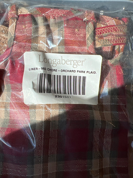 Longaberger medium chore liner in orchard park plaid