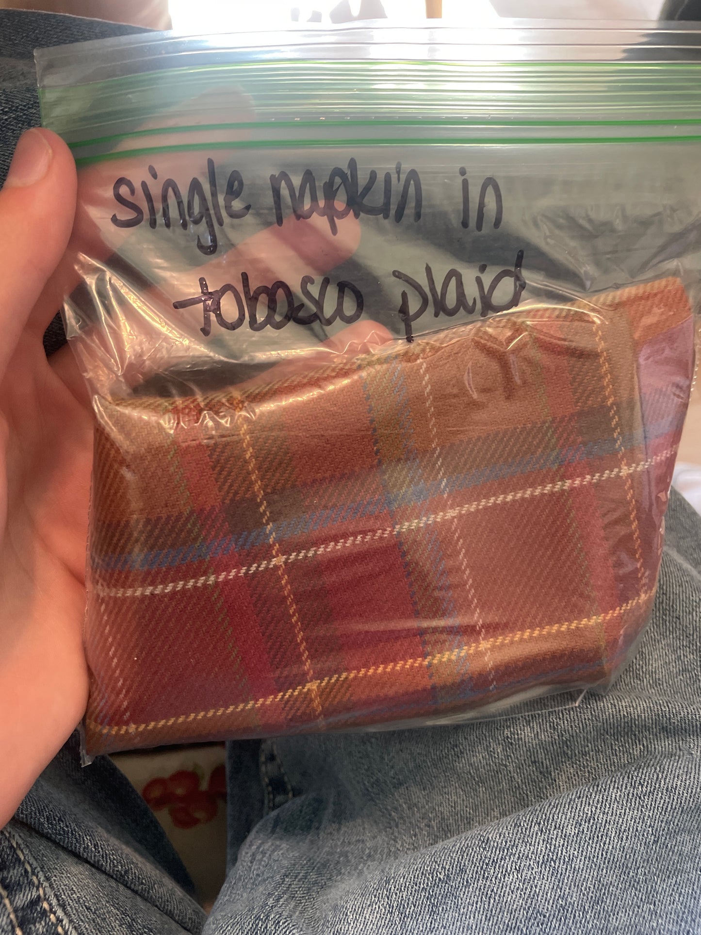 Longaberger Single napkin in tobosco plaid