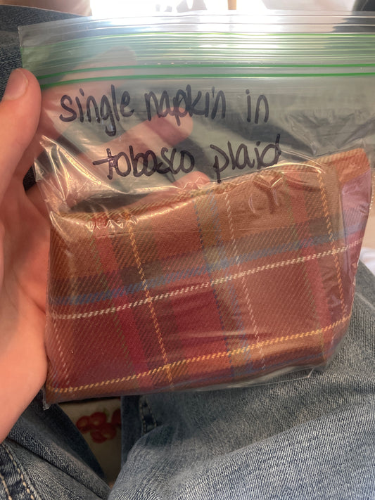 Longaberger Single napkin in tobosco plaid