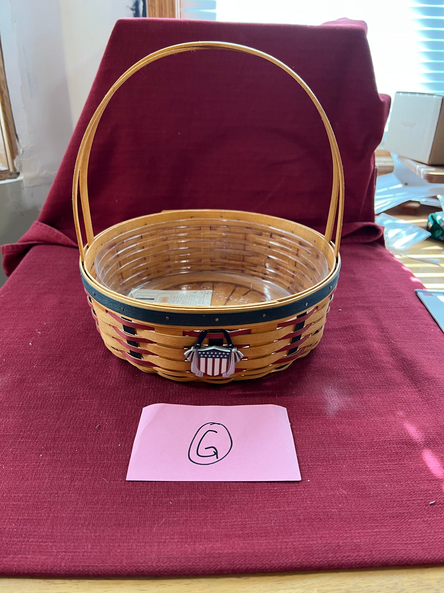 Longaberger Proudly American casserole basket with protector& tie on