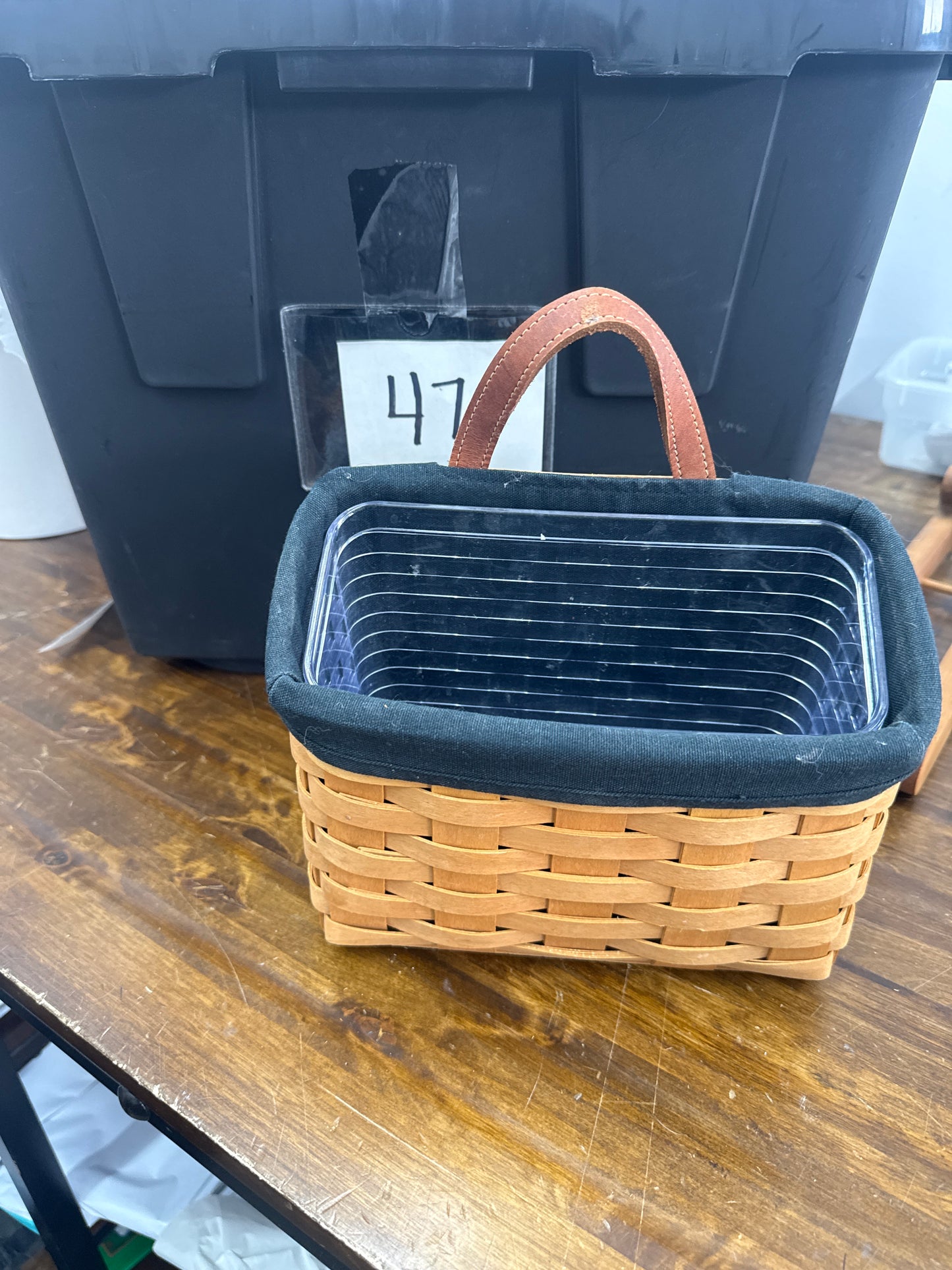 Longaberger medium key basket with liner and protector