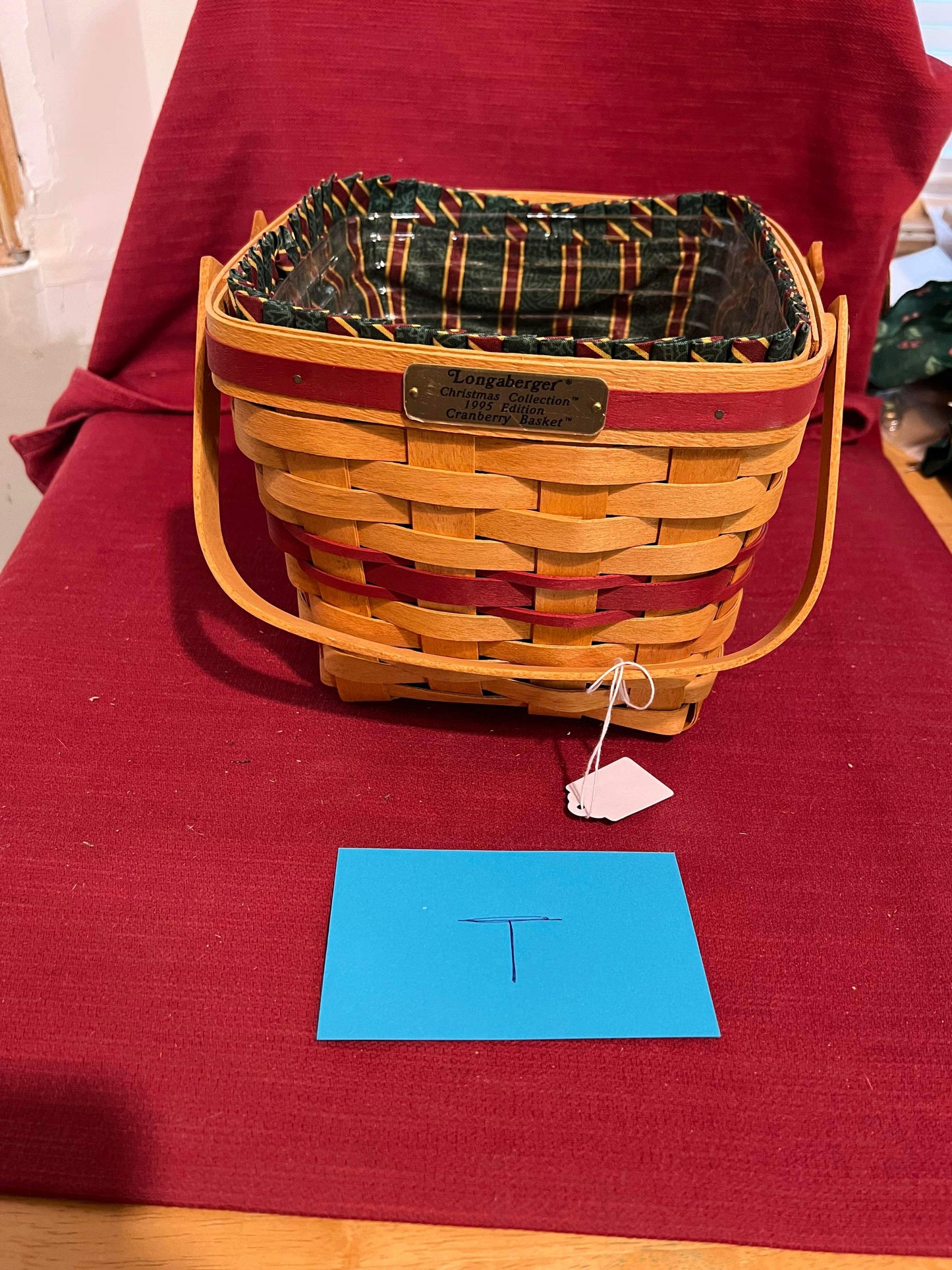 Longaberger Cranberry Basket with Liner and Protector