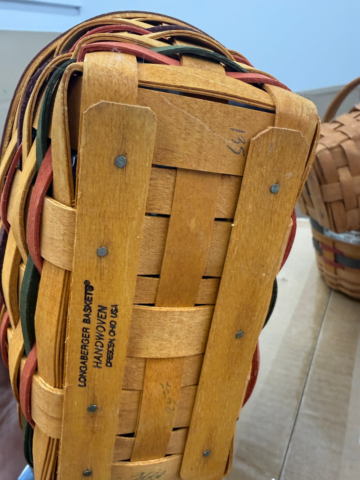 Longaberger 1996 Easter basket with liner, protector, and tie on