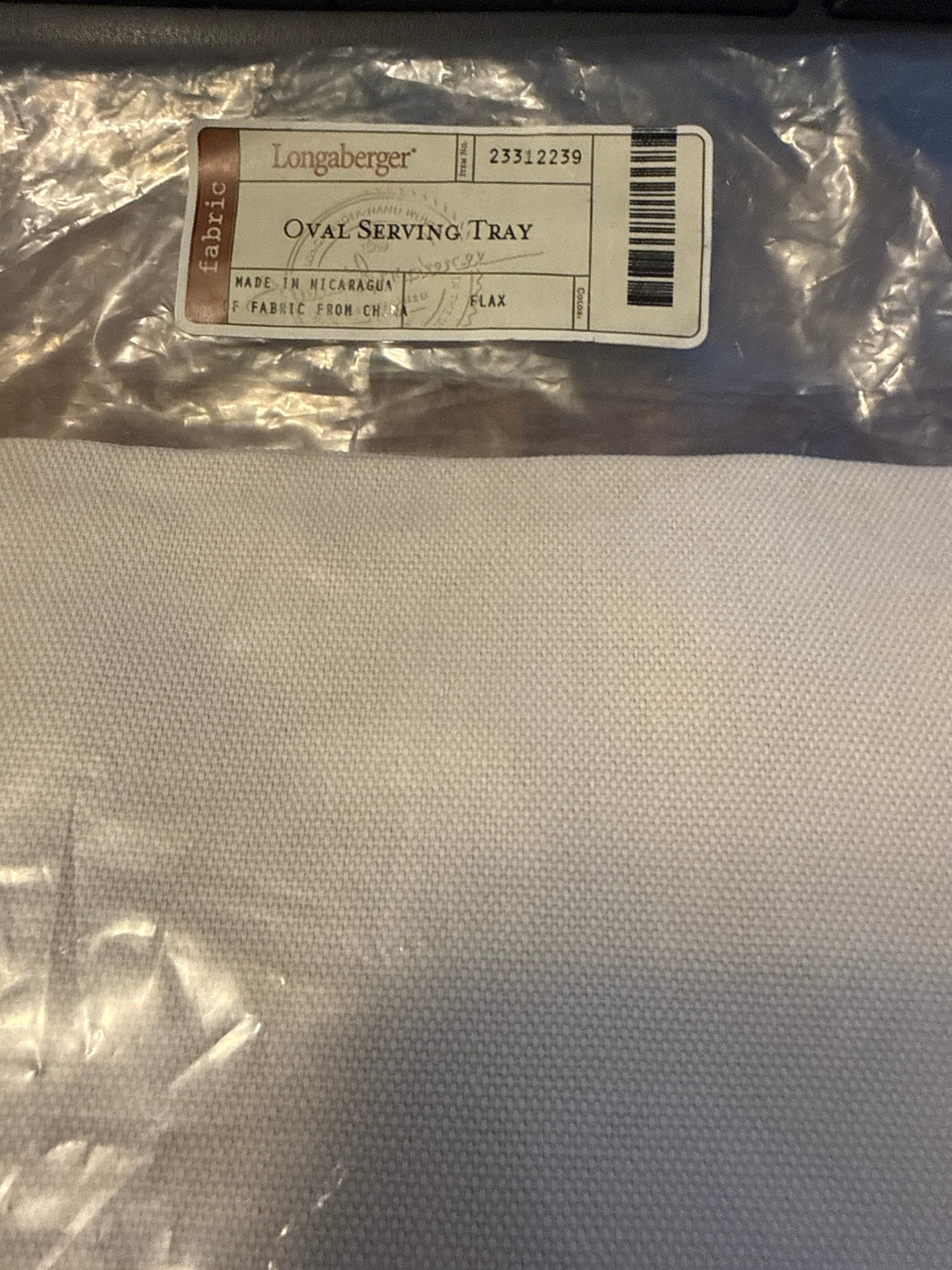 Longaberger oval serving tray liner in flax