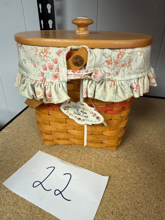 Longaberger vintage blossoms basket with liner, protector, and tie on