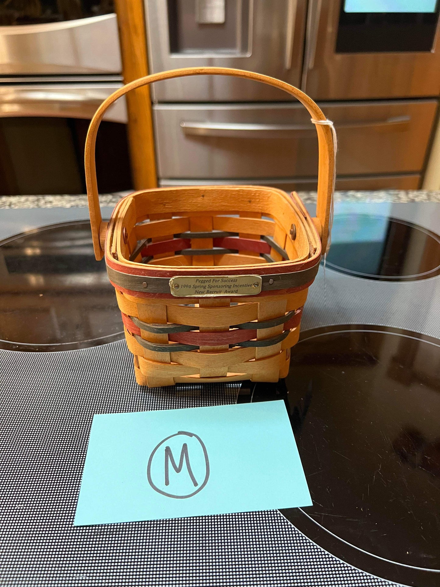 Longaberger Pegged For Success 1996 Spring Sponsoring Incentive New Recruit Award Basket