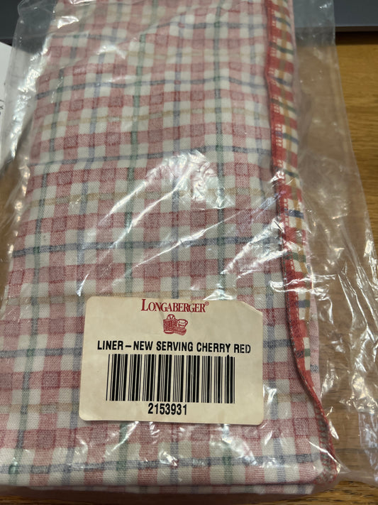 Longaberger new Serving Tray Liner in Cherry Red Plaid