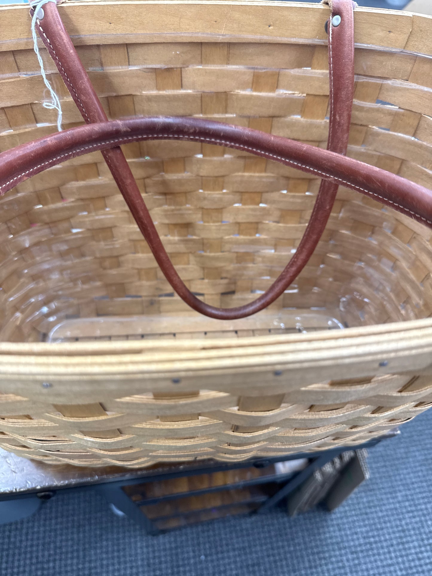 Longaberger large boardwalk with protector -handles are very worn