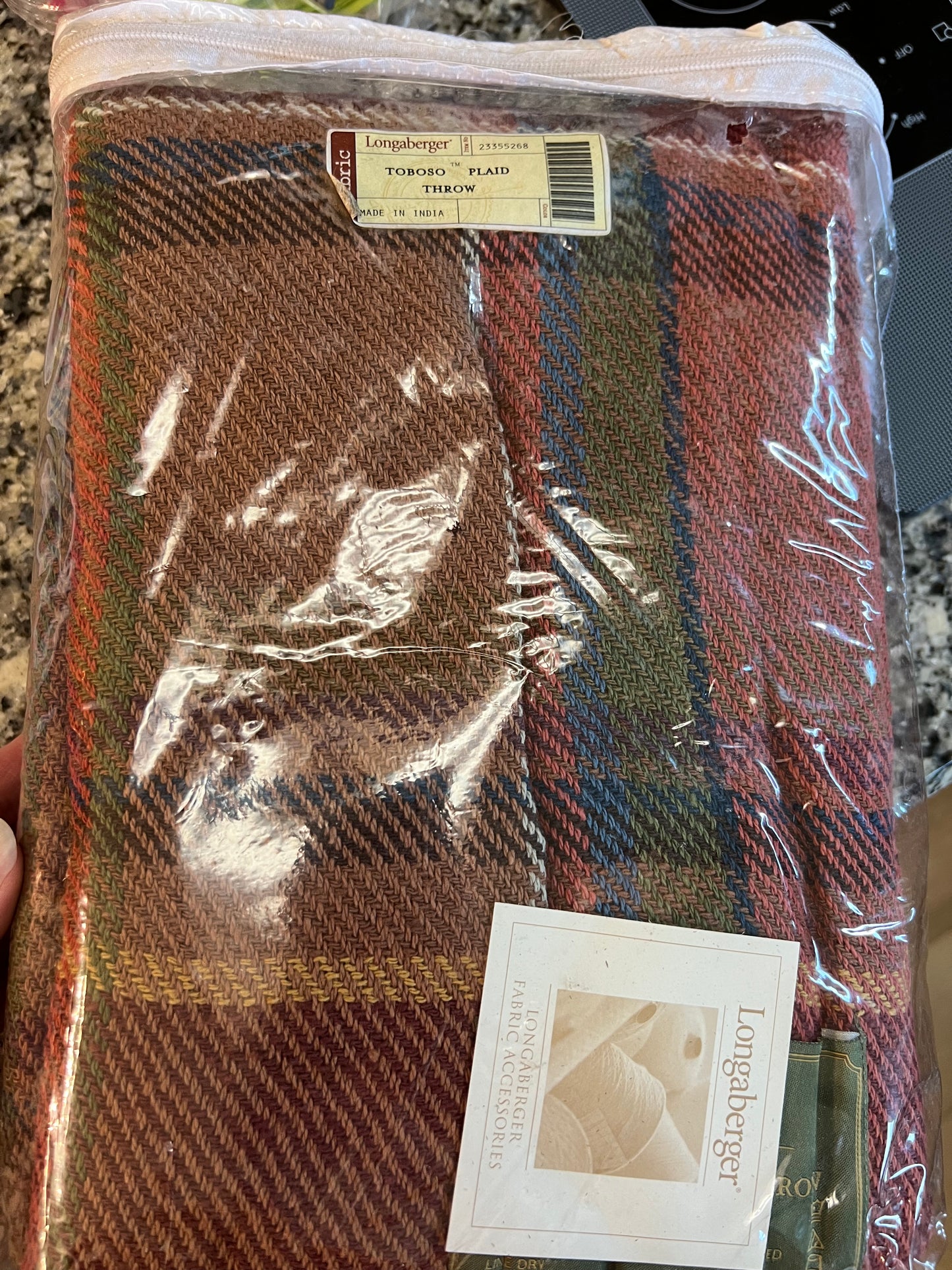 Longaberger toboso plaid throw blanket