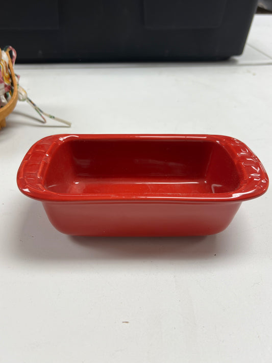 Longaberger small loaf pan in tomato