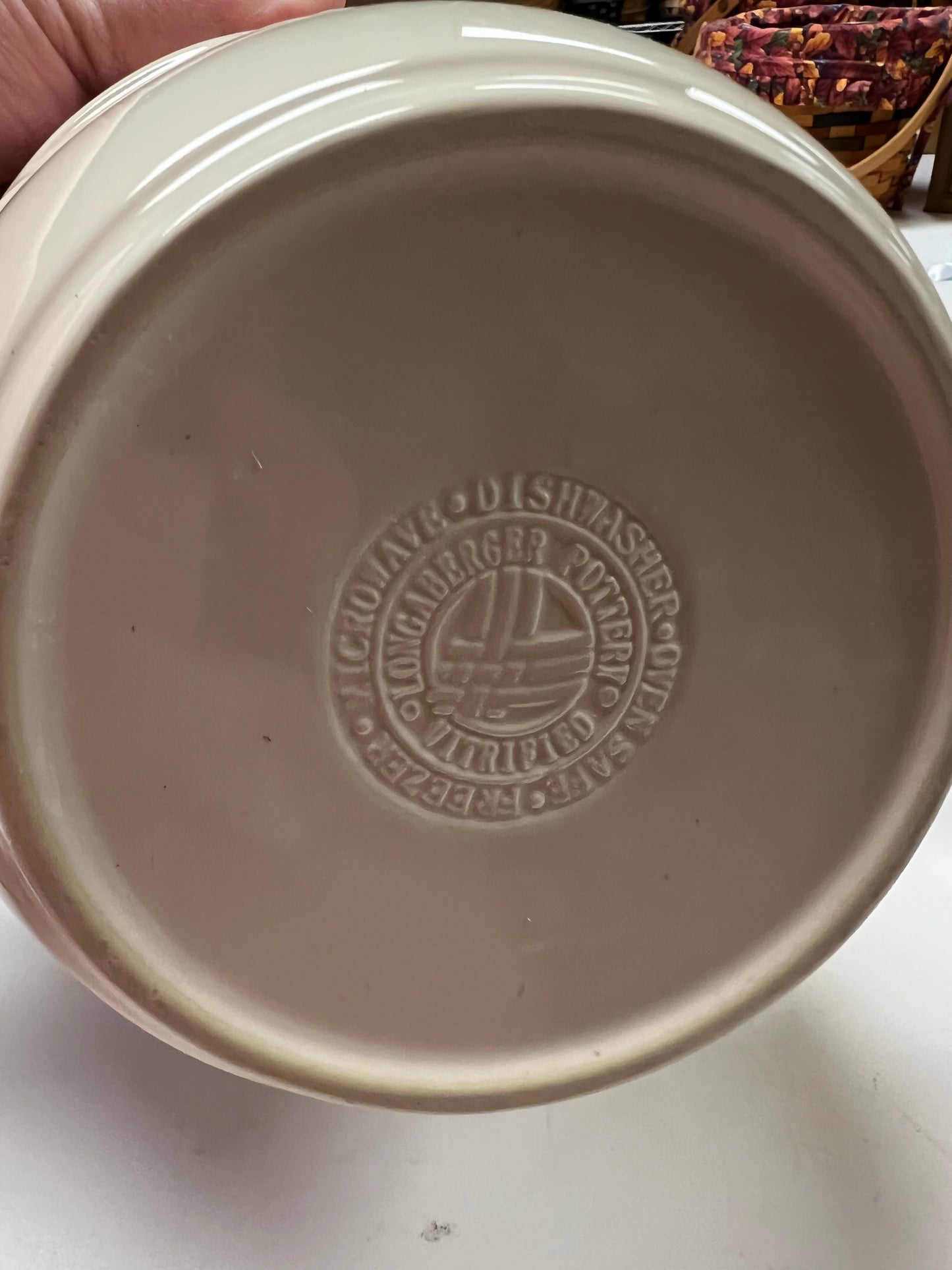 Longaberger batter bowl in ivory