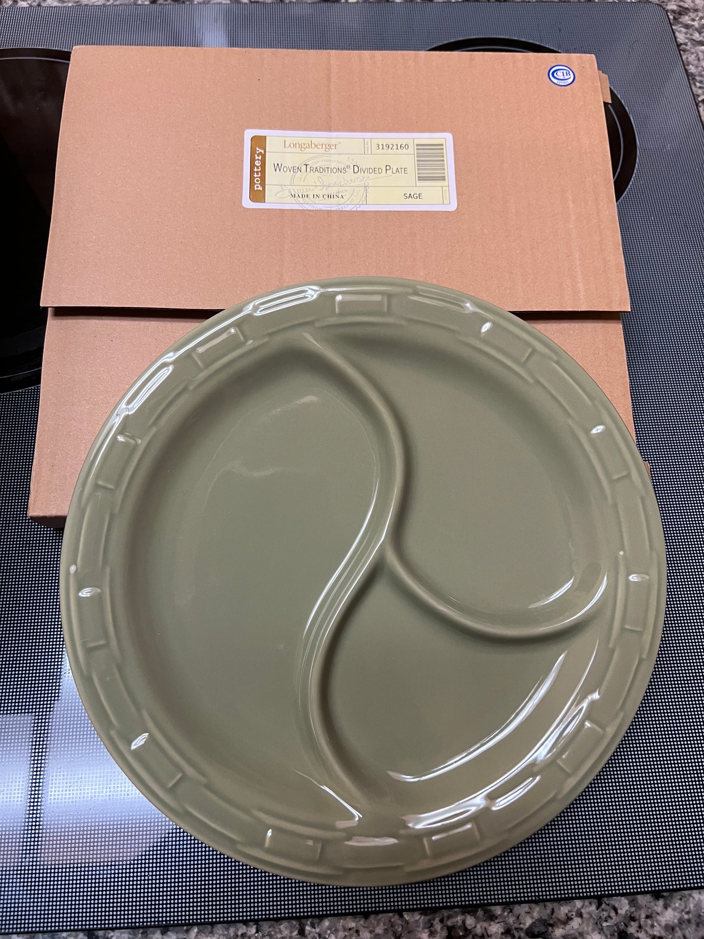 Longaberger divided plate in Sage