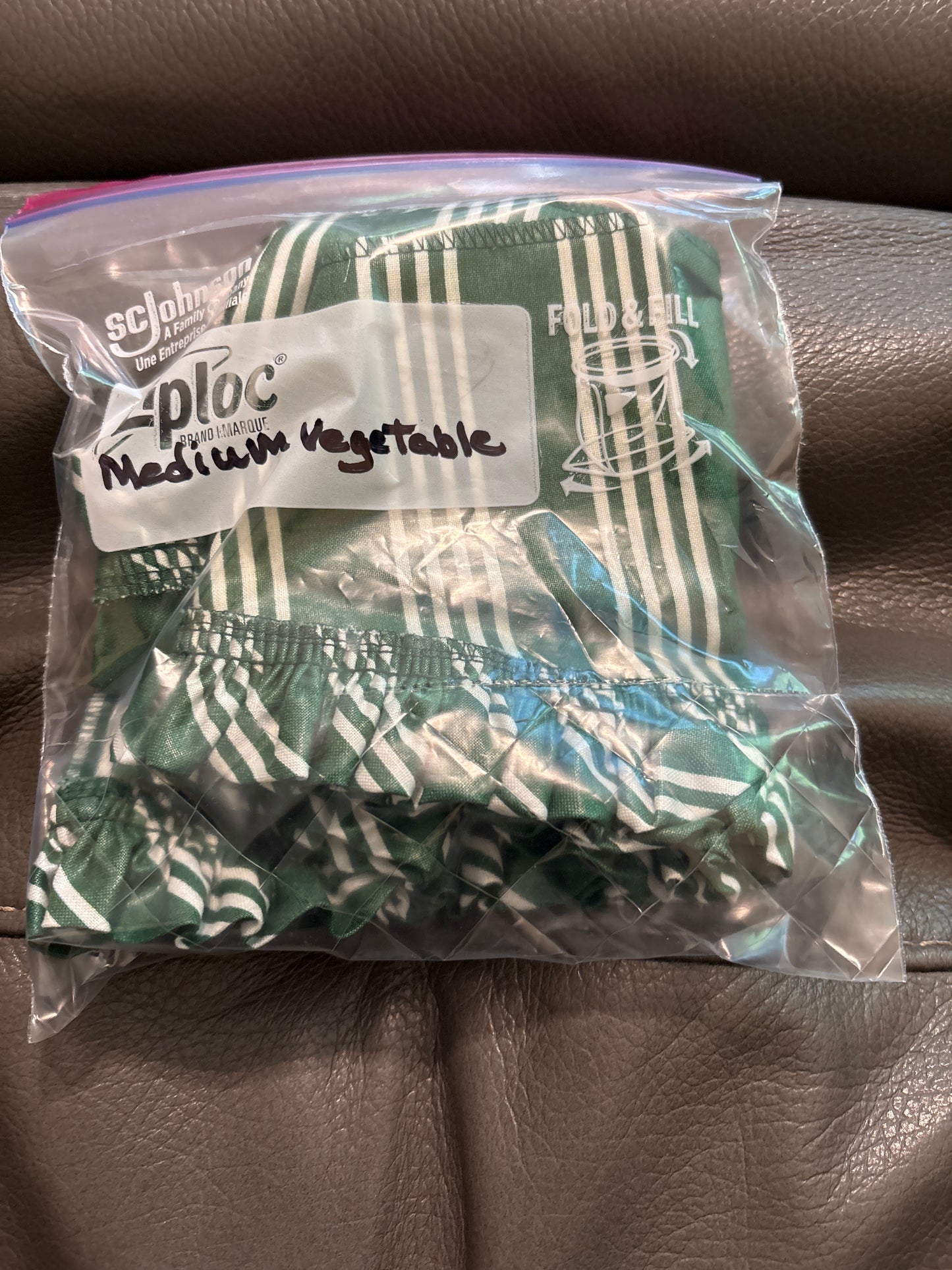 Longaberger medium vegetable in hunter green stripe