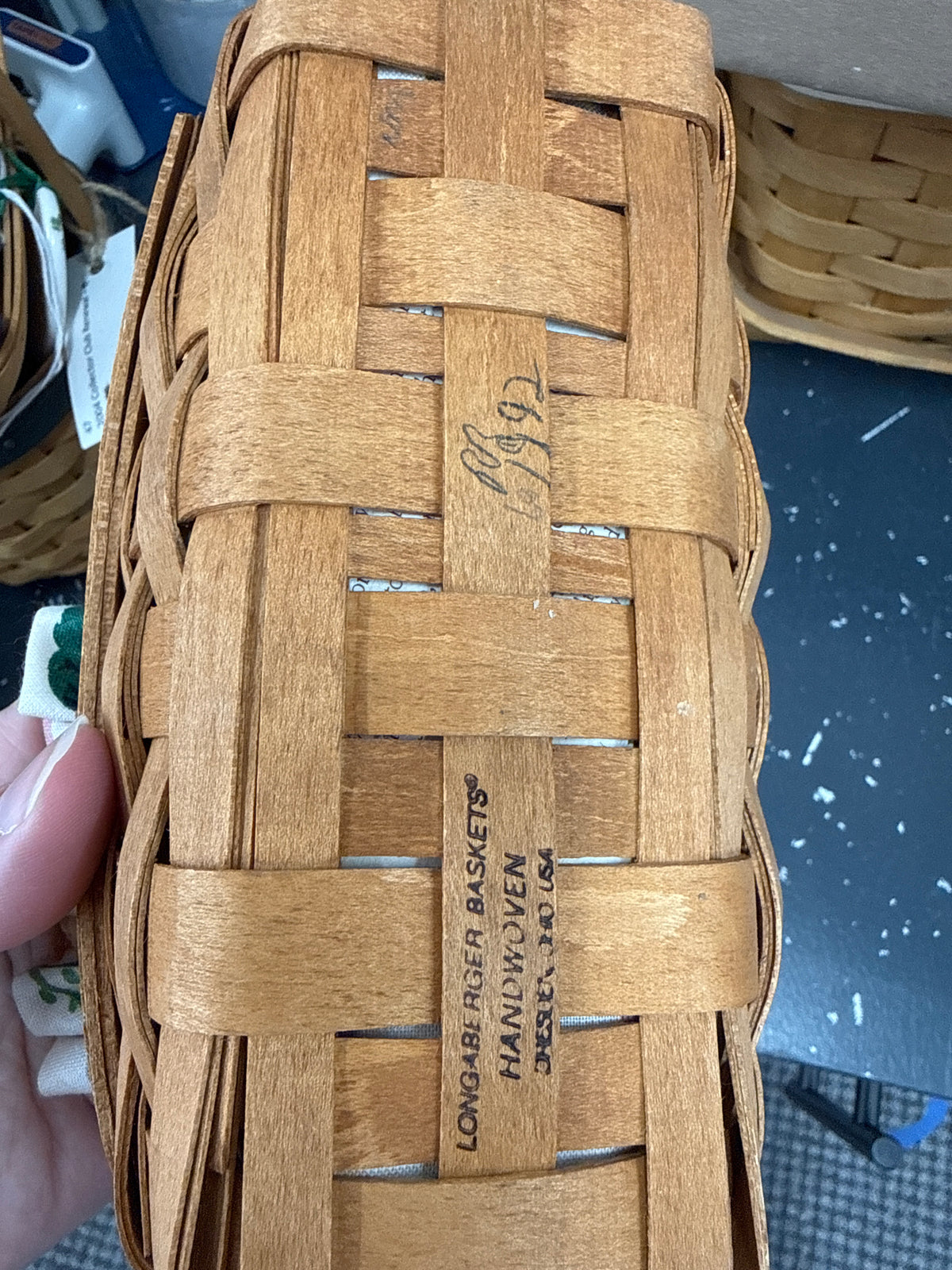 Longaberger lavender basket with liner and protector