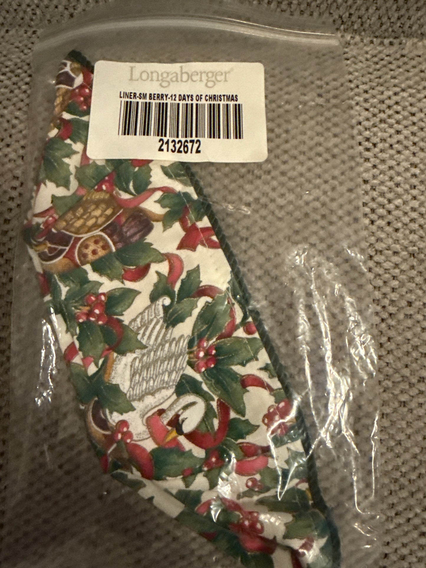 Longaberger small berry liner in 12 days of Christmas