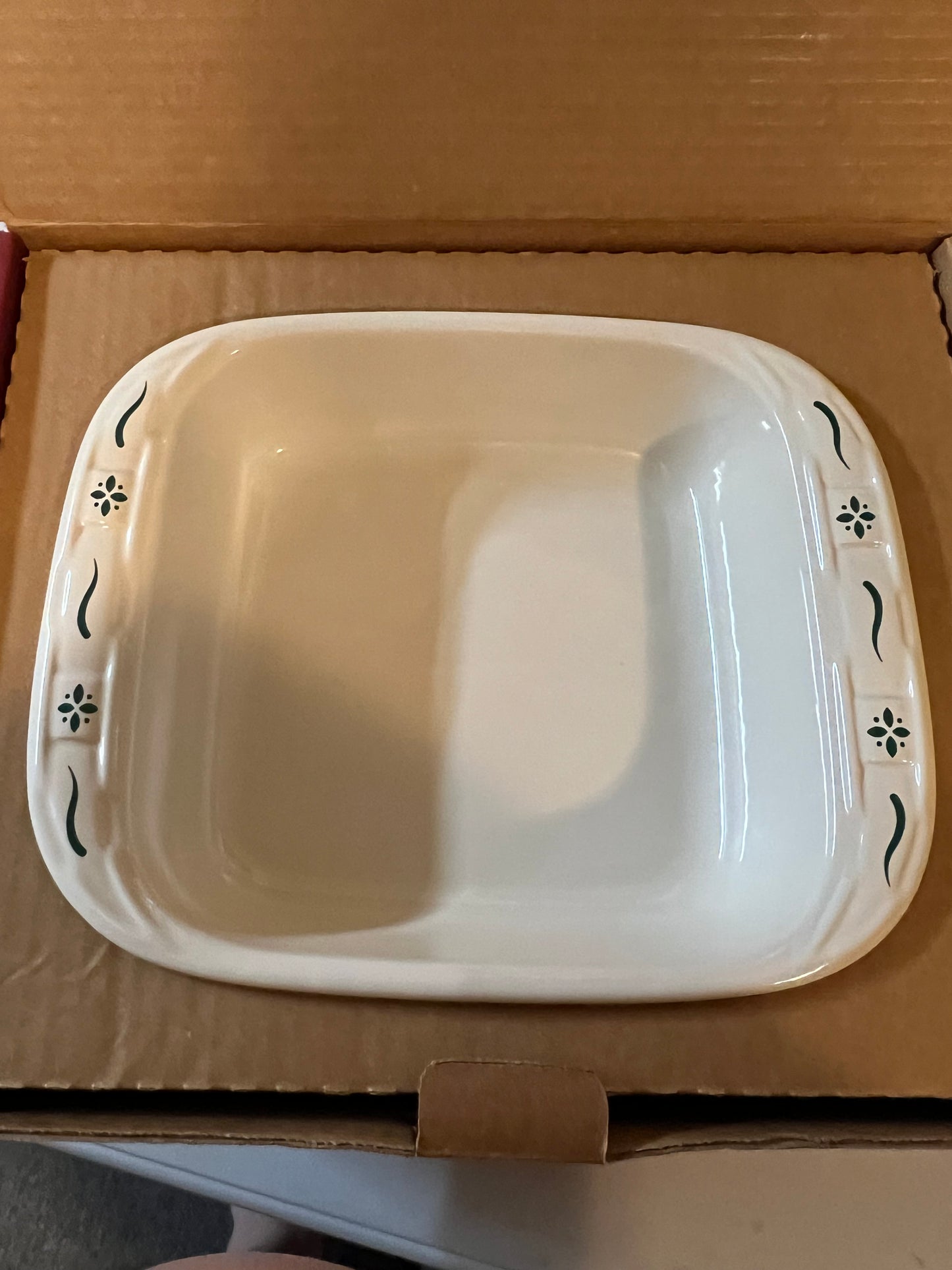 Longaberger 8x8 baking dish in heritage green