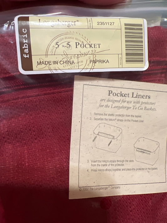 Longaberger 5x5 pocket in paprika