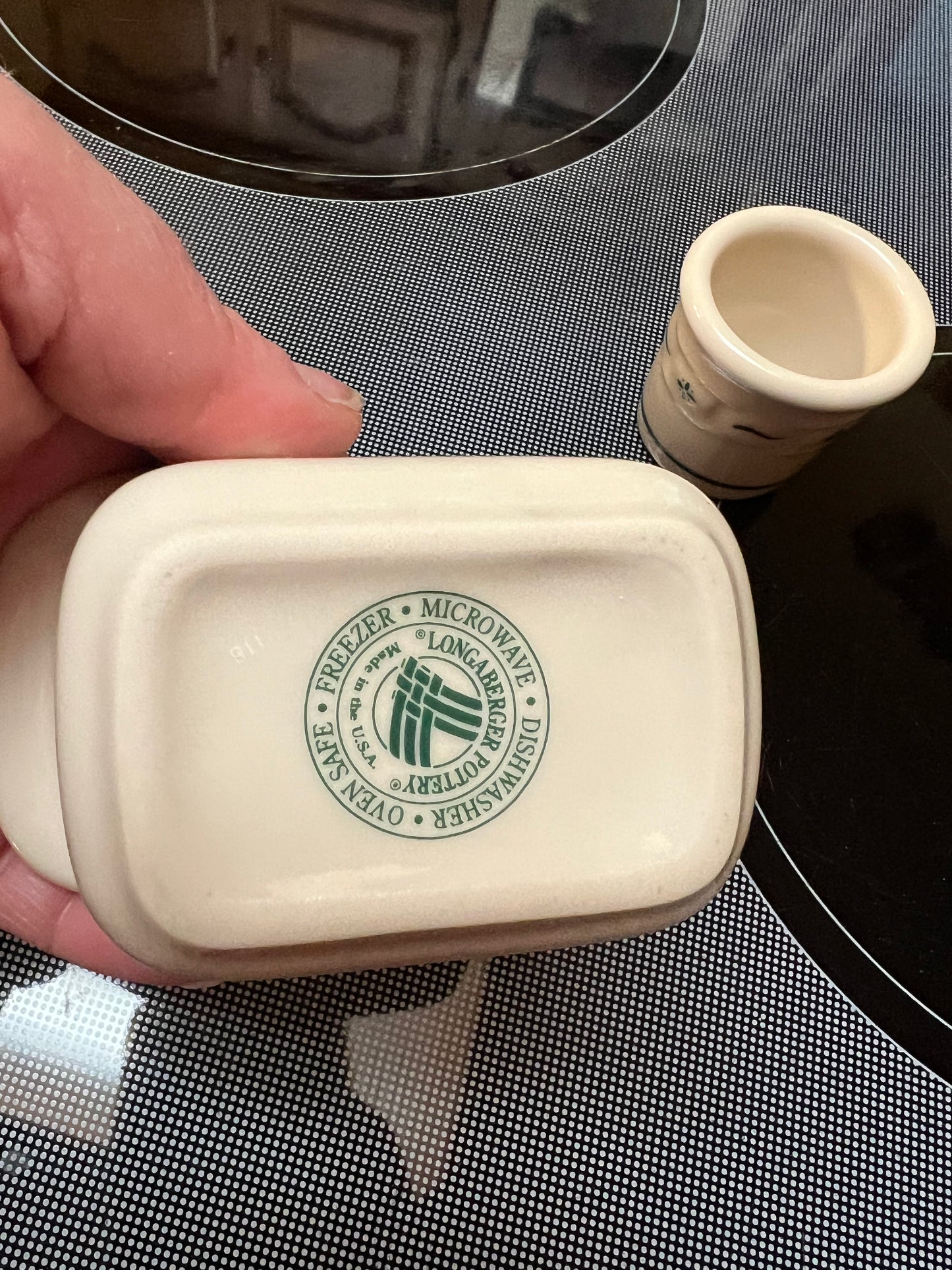 Longaberger sweetener & toothpick in heritage green
