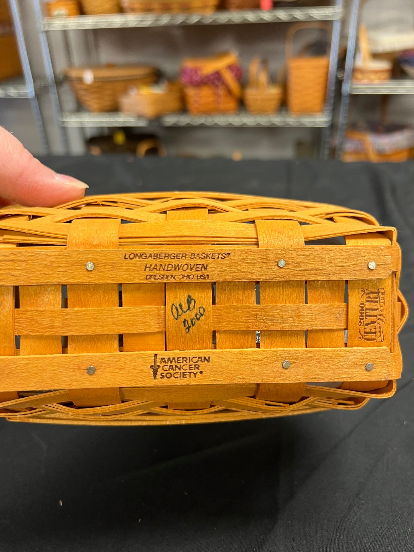 Longaberger 2000 horizon of hope basket with protector